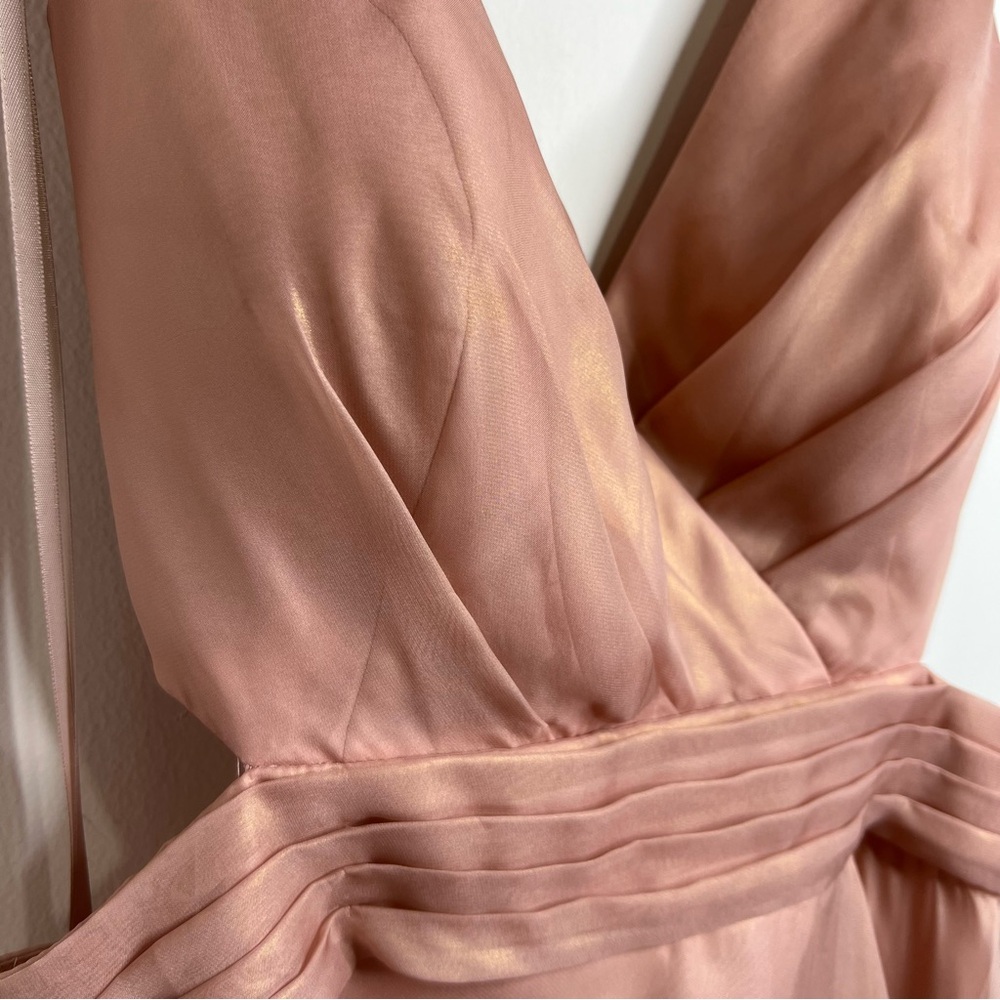 Mac Duggal Cut Out High Low Ruffle Gown NWT Size 12 Formal Dress Rose Gold - Picture 8 of 17